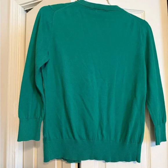 J. Crew The Clare Cardigan Vibrant Green Button-Up 3/4 Sleeves - Picture 5 of 6